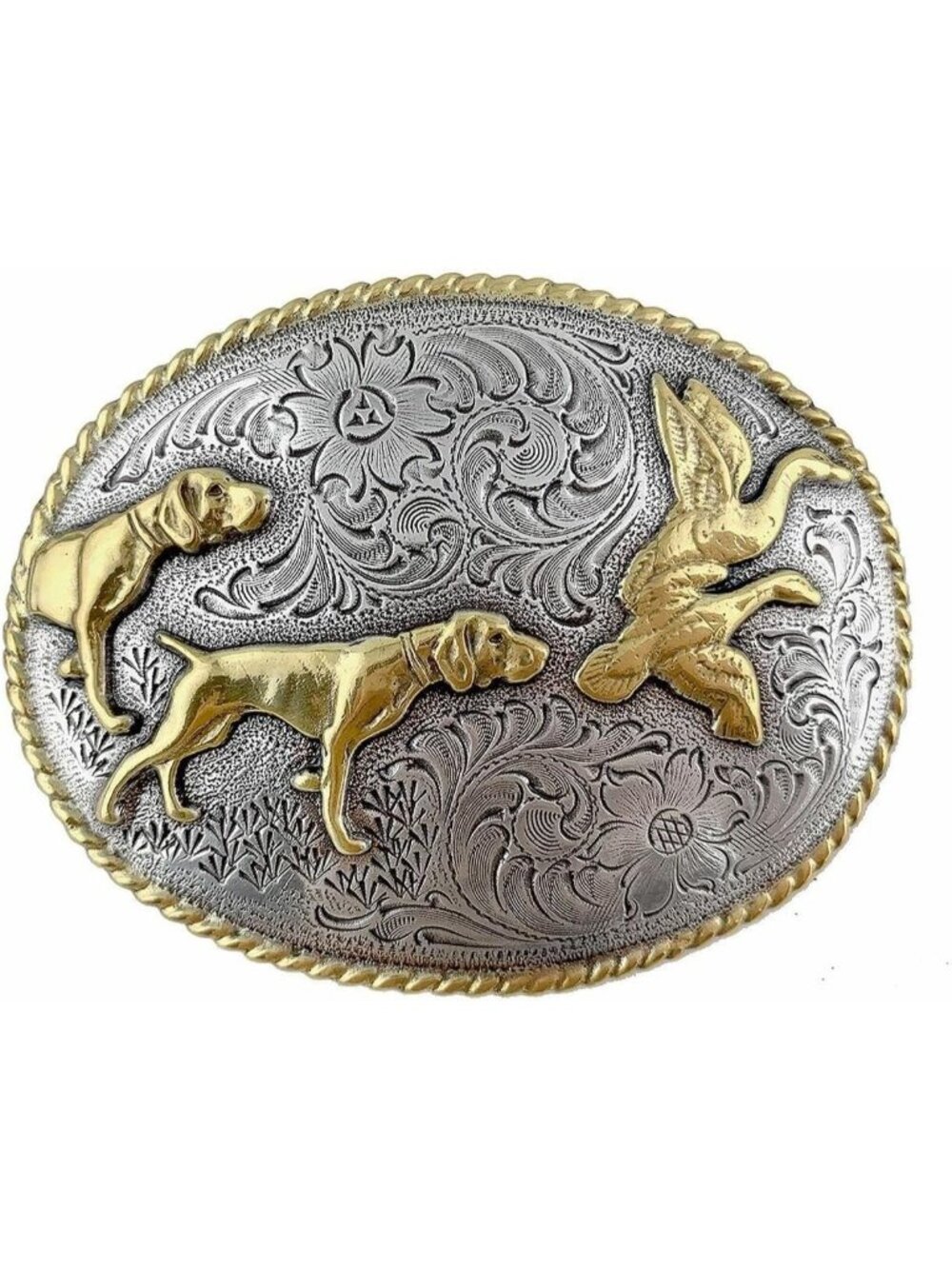 Men's Antique Silver Gold Dogs Star Replacement Belt Buckle Size 1-1/2"(38mm)